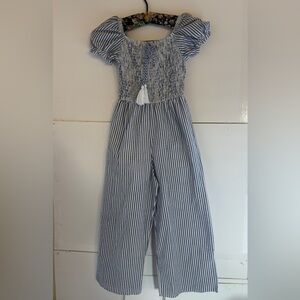Navy and White Striped Kids Jumpsuit